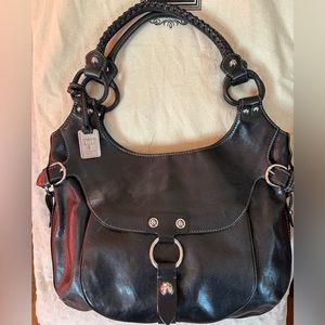 Frye Black All Leather Bag with silver accents